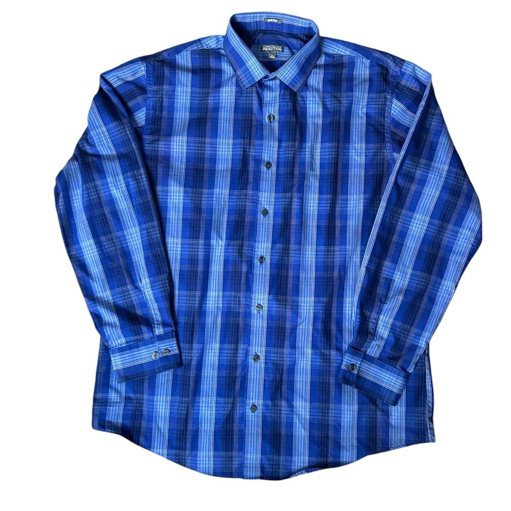 5/$25 Kenneth Cole Reaction blue monochromatic men’s collared shirt size L-XL